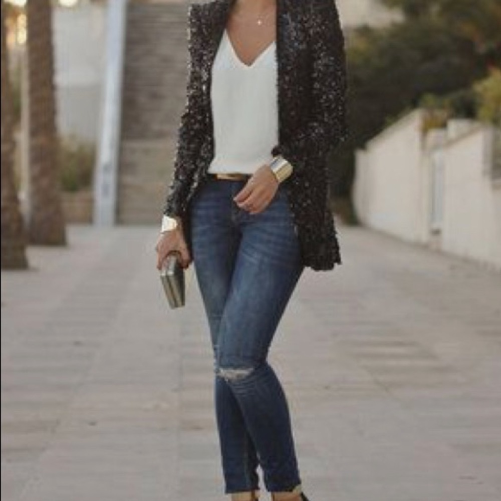 New No Tags Black Sequence Blazer